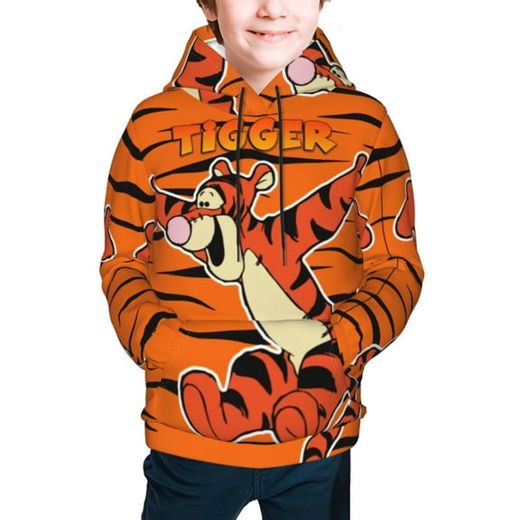 Tigger Teen Boys Girls Hoodies Cartoon Graphic Hooded Sweatshirts Casual Pocket Pullover Coat for Kids