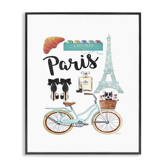 Stupell Industries Art Deco Paris Objects Bike & Heels Black Framed Giclee Art, 16 x 20, by Amanda Greenwood