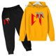 thumbnail image 3 of Sudadera con capucha y pantalones para niños de 3 a 13 años, moda de ocio para primavera y otoño, 2 piezas, 3 of 5