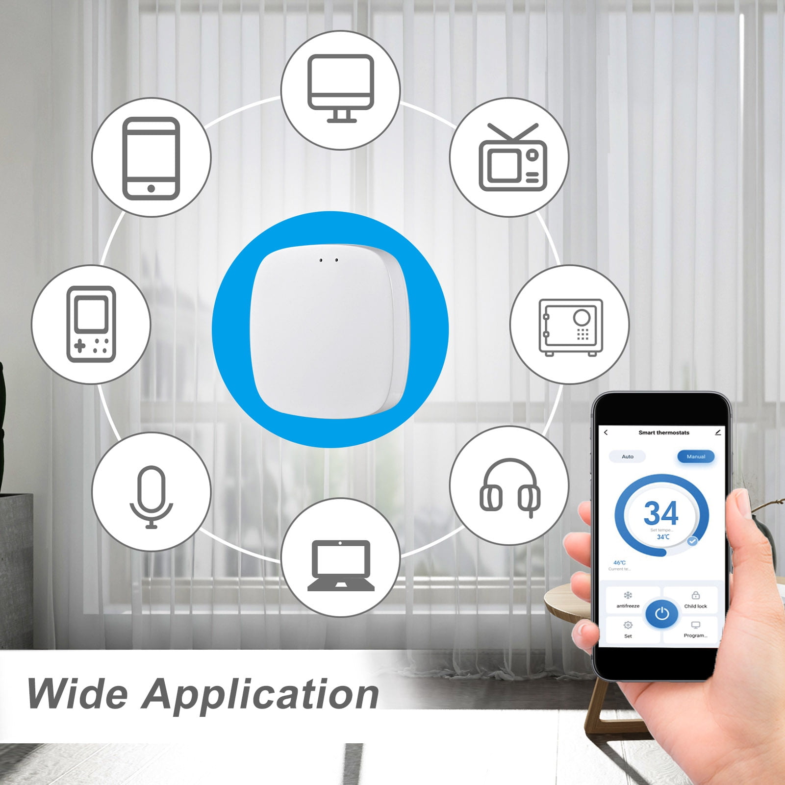 Yajisi Zigbee 3.0 Smart Home Hub Wireless Gateway Bridge Supports Up to 30 Devices Connection APP Voice Control USB Network Automation System 2.6x2.7x0.6 in