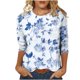 thumbnail image 2 of Ichuanyi liquidación de moda para mujeres camiseta estampada 3/4 mangas blusa redonda de cuello redondo ICHUANYI WER2023081605984, 2 of 5