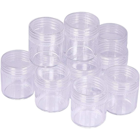 About 0.4oz/11ml 12pcs Column Clear Empty Plastic Cosmetic Samples Container Pot Jars with Screw Lids