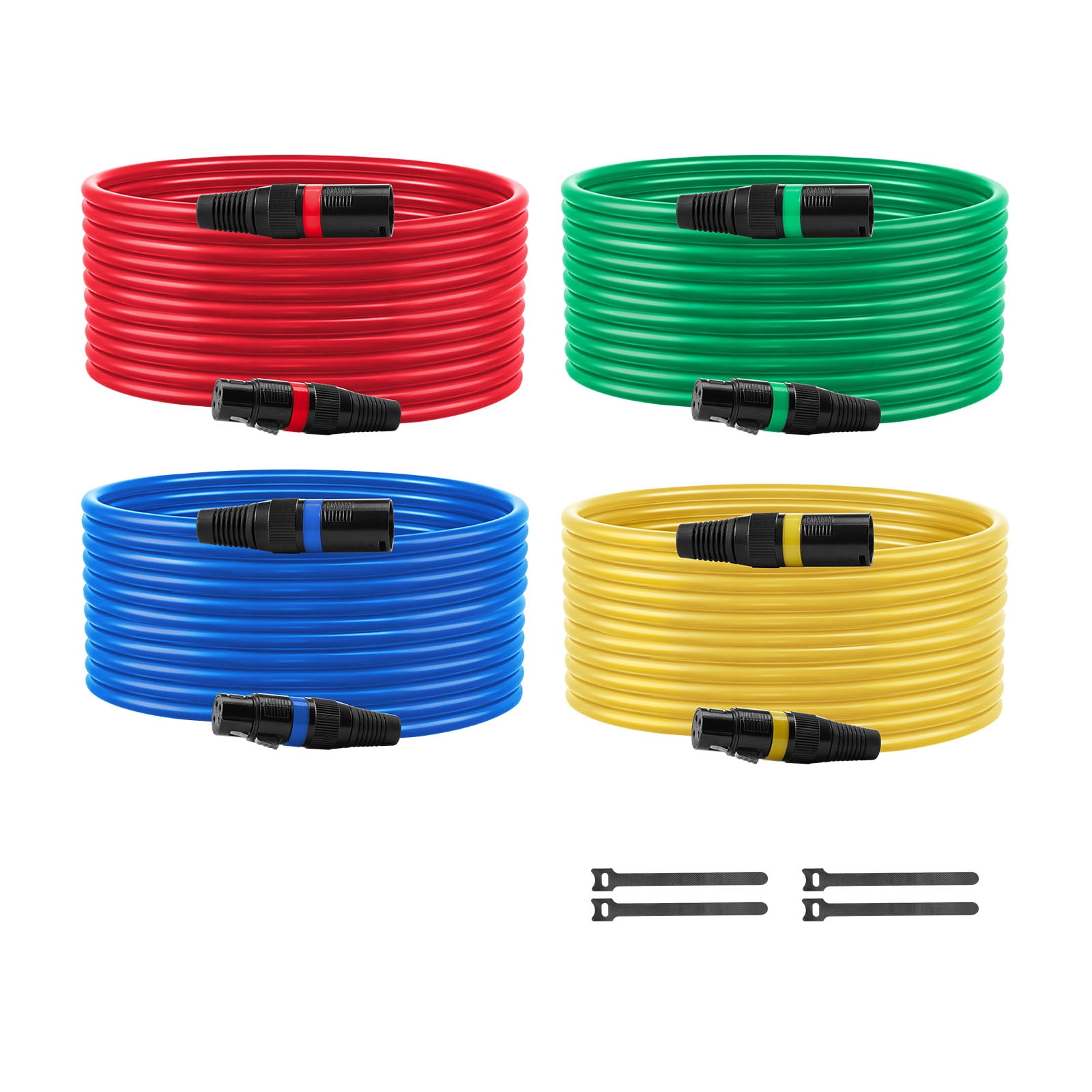 VEVOR XLR Cable 25 ft, 4 Pack, Shielded Balanced DMX Male to Female Microphone Cables, Gold-Plated 3-Pin XLR Mic Speaker Cord Wires, for Stage Lighting, Microphones, Amplifier, Mixer, Speaker Systems