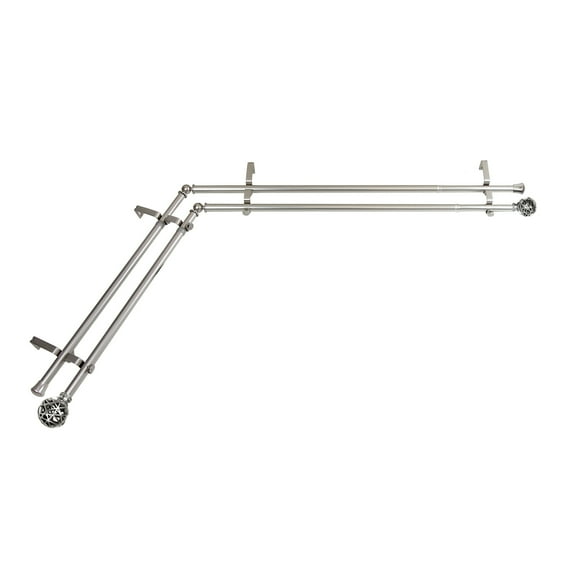 Domovina Ginny 13/16-inch Double Corner Window Curtain Rod-Color:Satin Nickel,Size:28-48"