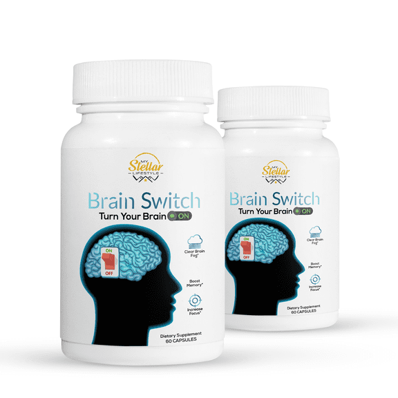 2 Pack Brain Switch, boost memory & increase focus-60 Capsules x2