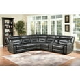 thumbnail image 7 of Gray Leather Match Reclining Curved Six Piece Corner Sectional With Console, 7 of 7