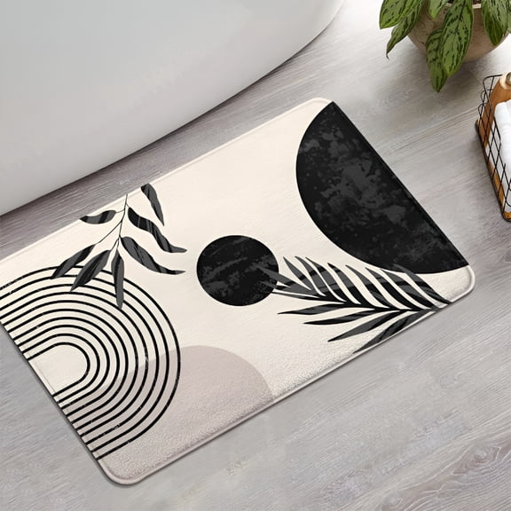 AUQ Black and White Boho Bathroom Rugs Non-Slip,Cute Bath Mat Soft Washable Small Bath Mat Aesthetic Bathmat for Bathtub Bedroom Kitchen
