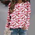 thumbnail image 2 of Womens Valentine's Day Printing Shirt Long Sleeve Crew Neck Sweater Sequin Love Heart Print Sweatshirts Valentines Graphic Blouse (Red 2XL), 2 of 5