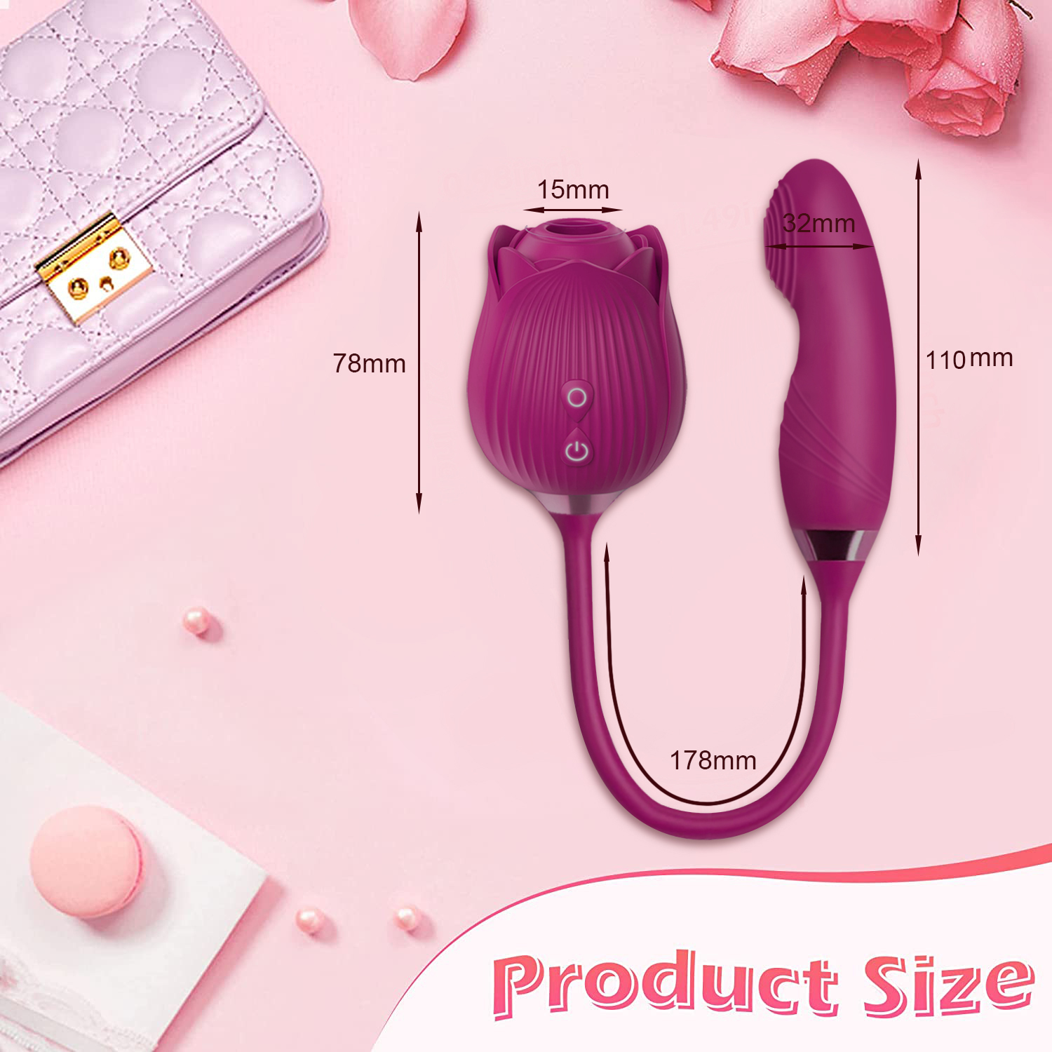 Rose Sucking Vibrator for Women, G-Spot Vibrator Clitoris Vibrator with Mimic Finger Wiggling Personal Massager
