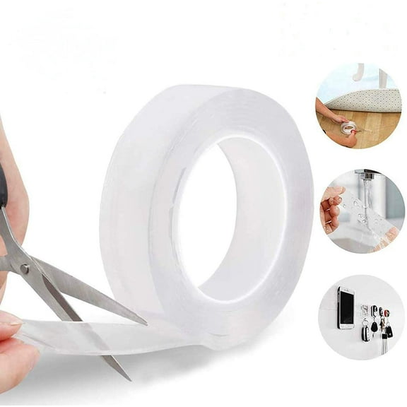 Double Sided Mounting Carpet Tape Heavy Duty, Traceless Washable Removable Strong Adhesive Rug Tape Gripper, Reusable Clear Anti Slip Gel Grip Tape