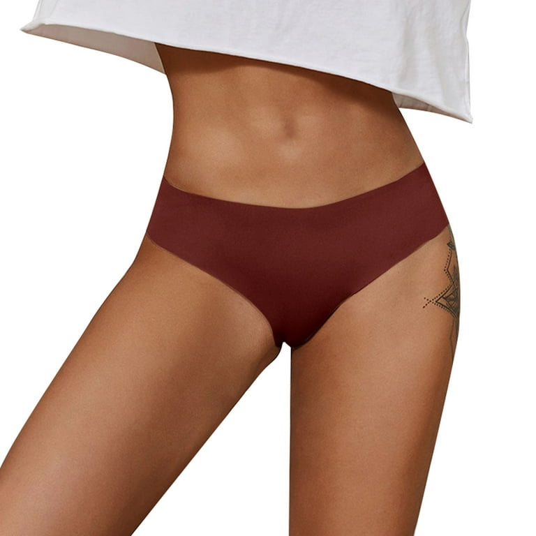 Women Panties Seamless High Waist Thong Seamless Ice Silk Breathable Quick  Drying Sports Thong Underwear