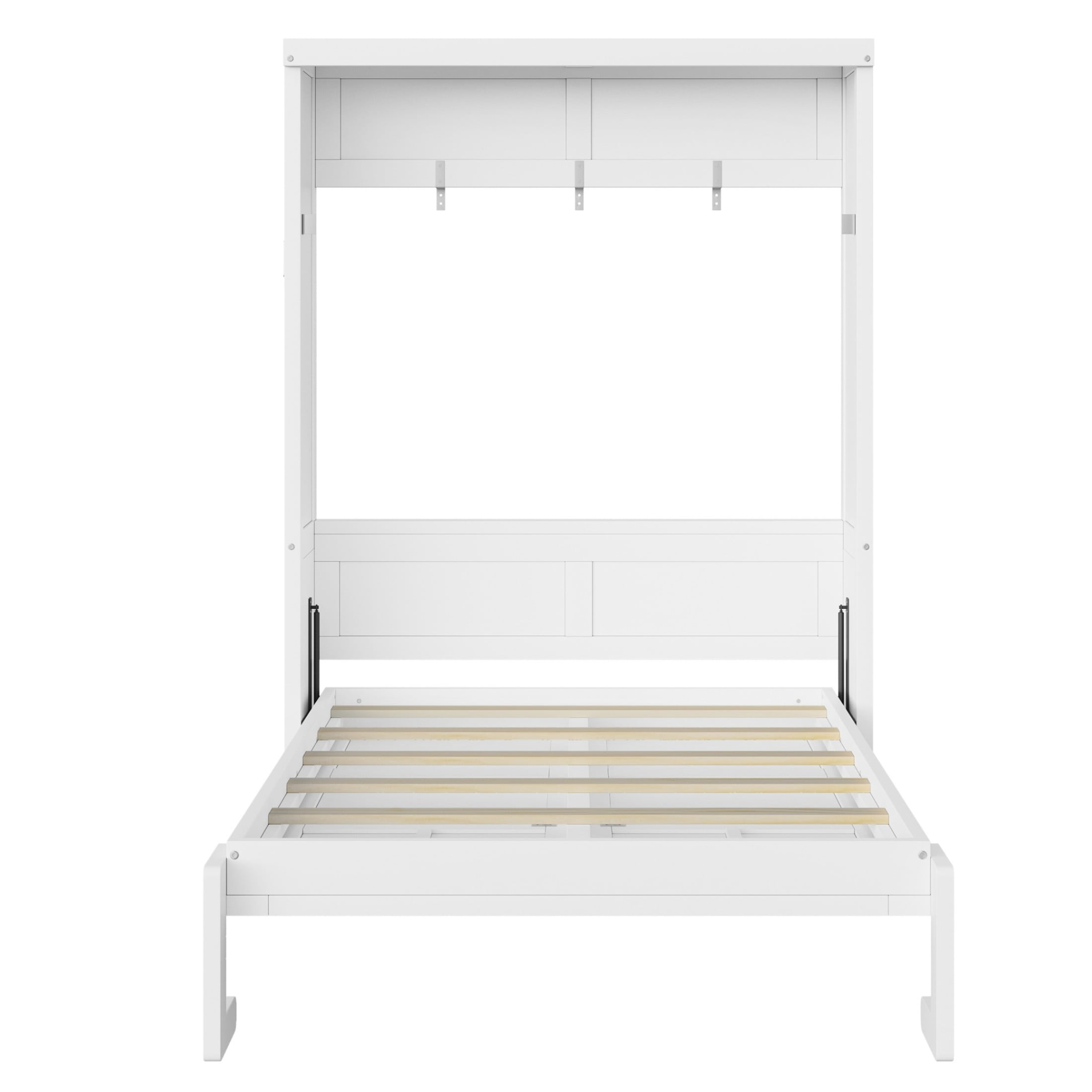 Noble House Bravella Twin Size Murphy Bed, Foldable Hidden Wall Bed Cabinet with Slat Support, Space Saving, White