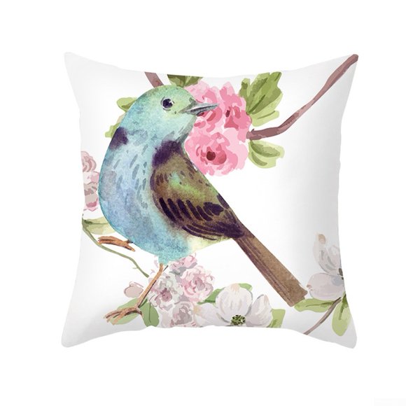 UHUSE Super Soft Plush Water-color Lovely Birds Flower Tit Sparrow Pillowcase