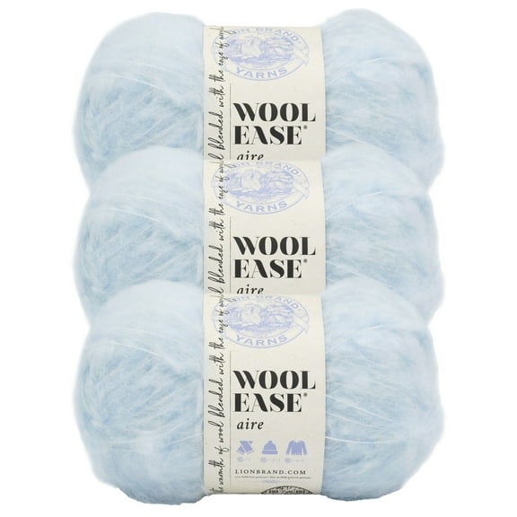 Lion Brand Yarn Wool-Ease Aire Ice Super Bulky Acrylic, Wool, Polyester Yarn Blue 3 Pack
