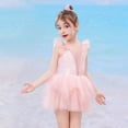 thumbnail image 6 of Swim Suits for Girls Cute Sun Mesh Solid Color Dress Bathing Suit, 6 of 6