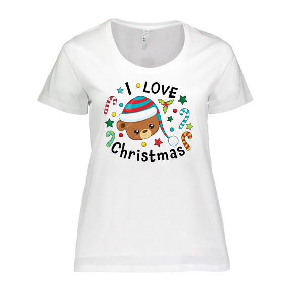 Inktastic I Love Christmas Cute Teddy Bear Women's Plus Size T-Shirt