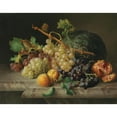 thumbnail image 3 of Josef Lauer 18x15 Black Modern Framed Museum Art Print Titled - Still Life with Pomegranate Grapes and Melon (1844), 3 of 5
