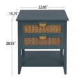 thumbnail image 3 of Nightstand with 2 Dust-proof Drawers, Natural Rattan End Table with Open Shelf and Non-slip Foot Pads, Side Table for Bedroom, Living Room, Green, 3 of 7