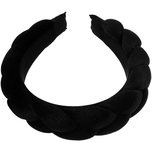 OUNONA Weaving Headband Braided Padded Headband Black Cloth 1Pcs for Daily Wear