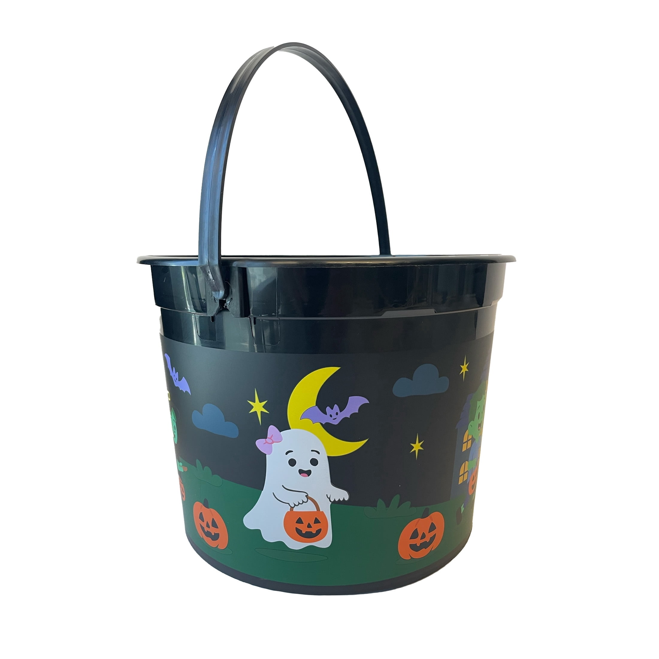 Vampire and Ghost Trick-or-Treat Bucket, Multicolor, 6.5", Halloween by Way To Celebrate