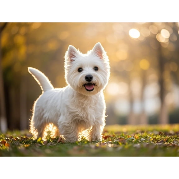 5D Diamond Painting West Highland White Terrier Diamond Art DIY Kits Full Round Drill Rhinestones by Number Embroidery Arts and Crafts for Living Room Home Wall Decor 12x16 inch / 30x40cm