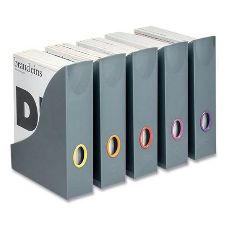 VARICOLOR Plastic Magazine Racks, 2.88w x 9.5d x 12h, Gray/Multicolor, 5/Pack VARICOLOR Plastic Magazine Racks, 2.88w x 9.5d x 12h, Gray/Multicolor, 5/Pack