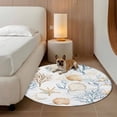 thumbnail image 3 of Coastal Ocean Round Living Room Rugs 3.3 ft, Blue Yellow Coral Shell Starfish Marine Life Washable Area Rug with Non-Slip Sturdy Edge Binding Round Front Door Mat Floor Carpet for Entryway, 3 of 9