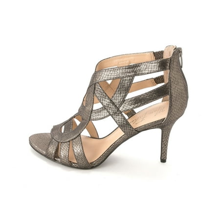 Marc Fisher Womens NALA3 Peep Toe Special Occasion, Silver Fabric, Size 5.0