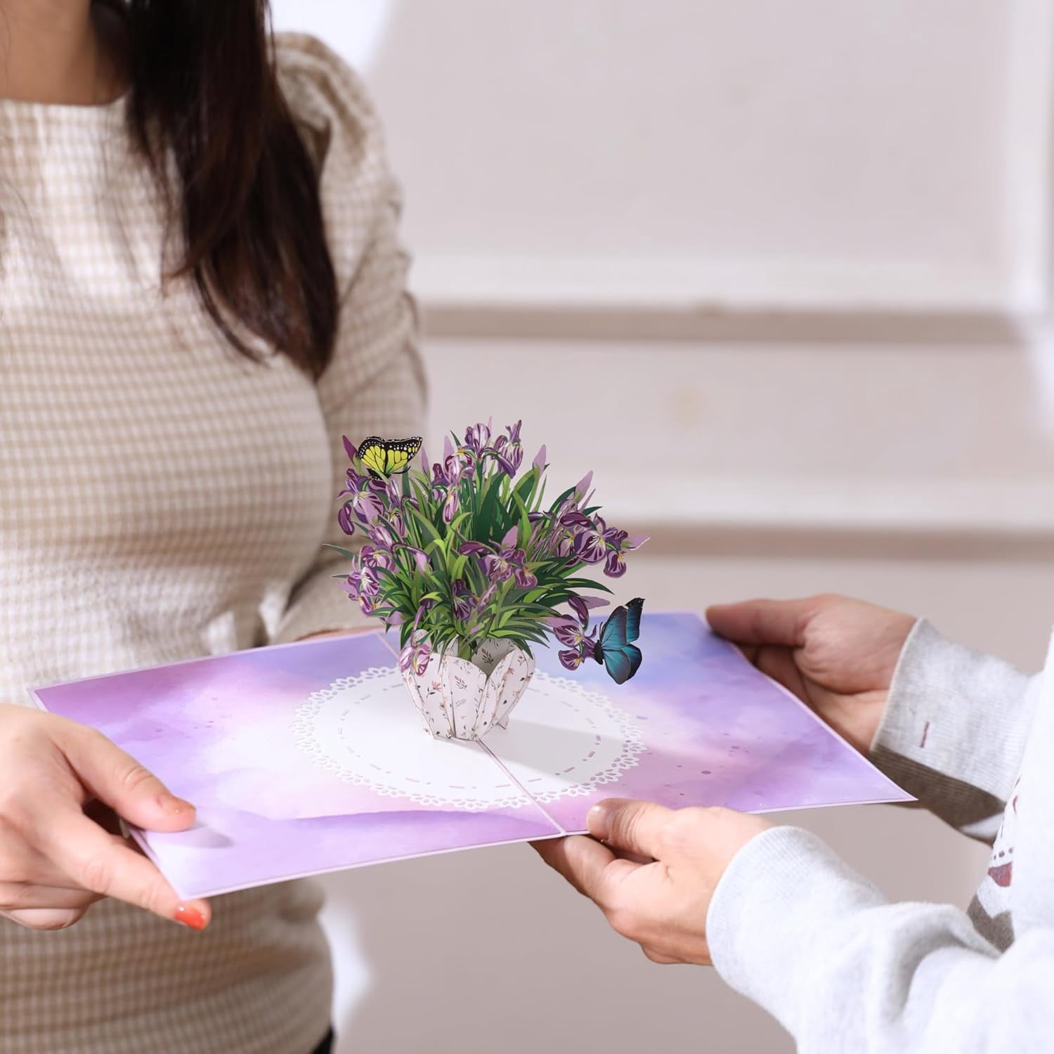 Iris Bouquet Flowers 3D Pop Up Birthday Card for Women, Wife, Ideal Gift For Thank You, Mother’s Day, Happy Birthday, Valentines, Anniversary for Mom, Sister, Wife, Grandma, Daughter, Girlfriend