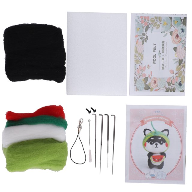 Fieltro de lana con aguja, muñeco de peluche de Animal Shiba Inu, Material para hacer bricolaje, decoración del hogar
