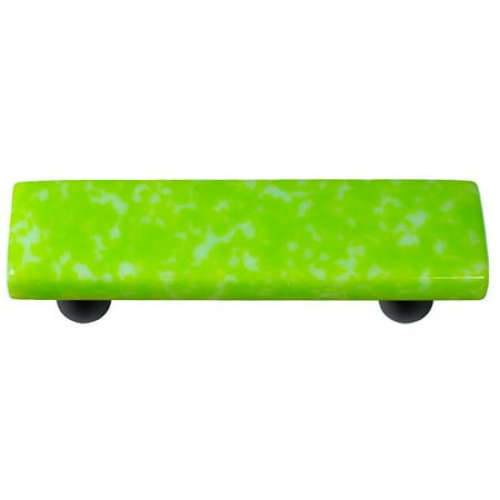 Granite Light Post - Hot Knobs HK8052-PB Granite Spring Green & White Rectangle Glass Cabinet Pull - Black Post