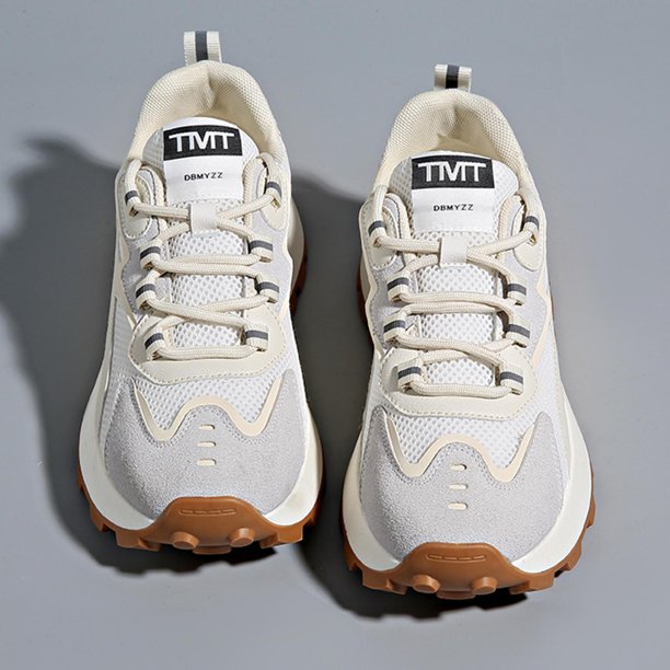 Zapatillas de deporte gruesas para mujer, malla antideslizante, cómodas, transpirables, zapatos informales para mujer, zapatos de verano para caminar gris 37 Yinane zapatillas casuales de mujer