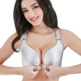 thumbnail image 2 of Lixiuxyad Front Closure Wireless Bras For Plus Size Full Coverage Seamless Back Smoothing Comfort Underwire T Shirt Bra,Bras for Women Gray 44, 2 of 6