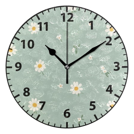 Fresh Flowers Design Wall Clock Modern Small Clock Black Hands for Office, Home, Bedroom,School 9.84in