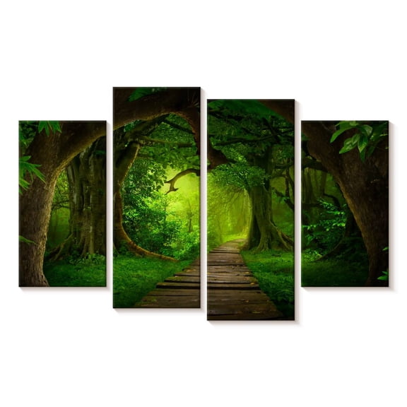 Elephant Stock Fairyland Forest Wall Art - Horizontal Multi Panel Canvas - Living Room Wall Decor - Nature Multi Panel - Black And Brown Decor - 30" x 18"