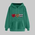 thumbnail image 2 of Leopard Plaid Heart Graphic Pullover Hoodies for Women Valentine's Day Fleece Sweatshirt Cute Long Sleeve Drawstring Casual Hooded Shirt(Army Green,XXL), 2 of 5