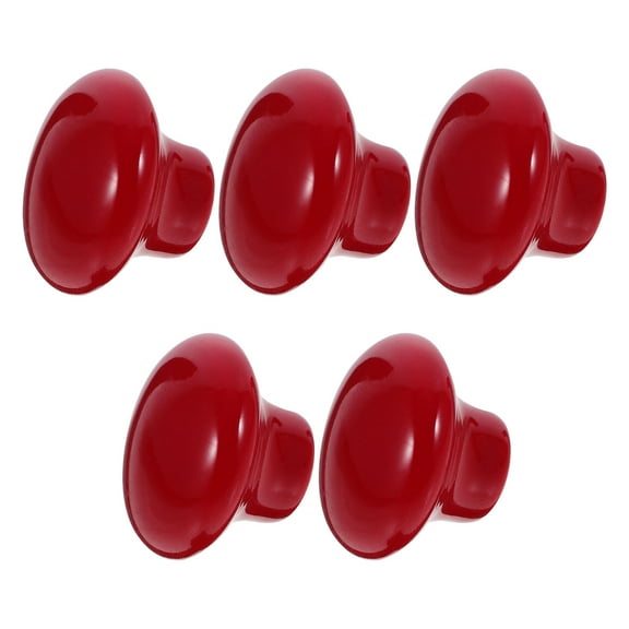 Mobutofu 5Pcs Durable Ceramic Cabinet Knobs Pulls For Diy Enthusiasts Red Round 1.3In