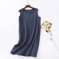 thumbnail image 2 of WRKEKC Midi Dresses for Women Solid Crew Neck Sleeveless Shift Midi Lightweight Summer Chic Chic Soft, 2 of 9