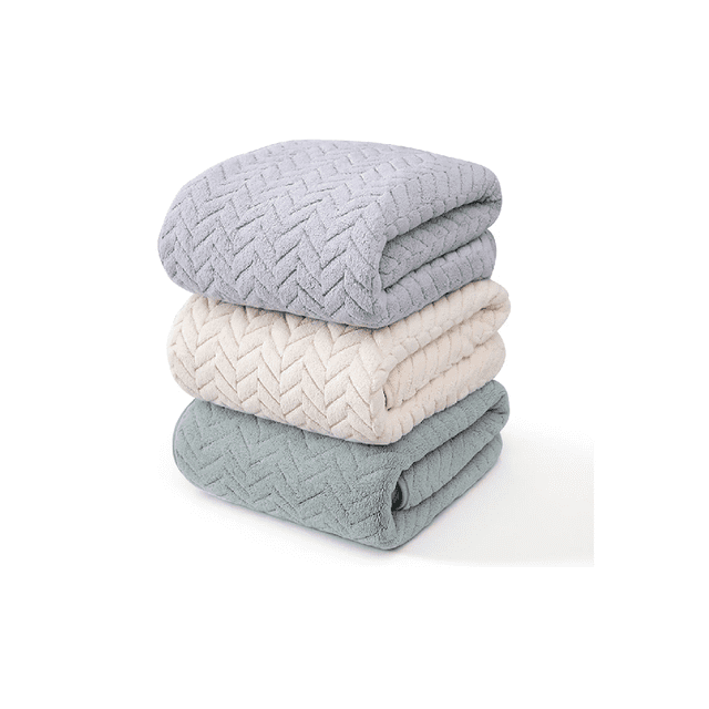 3 Piezas Tuallas Toallas Baño Completo Grande 70×140 Cm Gris claro + Beige + Verde