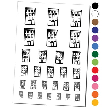 Business Building Skyscraper Water Resistant Temporary Tattoo Set Fake Body Art Collection - Black