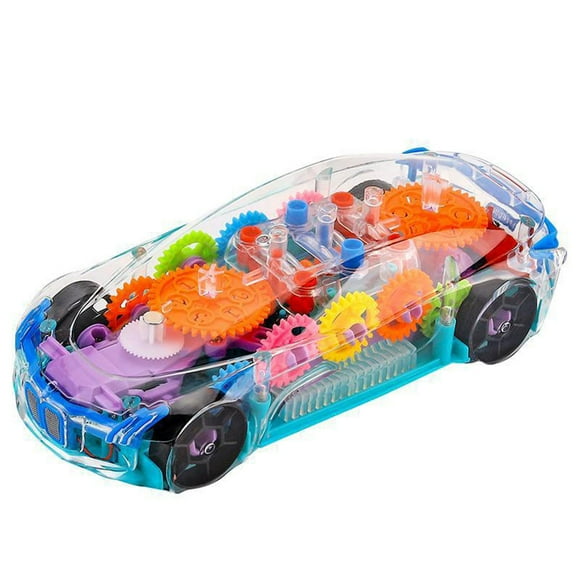 Light Up Transparent Toy Car, Transparent Toy Car for Toddlers/Kids, Baby Toys with Music and Lights,Visible Colored Moving Gears