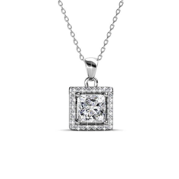 Cate & Chloe Ekatrina 18k White Gold Plated Pendant Necklace with Swarovski Crystals Gift for Women