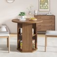 thumbnail image 5 of Fluted 31.5" Round Dining Table for 2-4, Modern Kitchen Table with 2-Tier Storage Shelf for Small Space, Walnut, 5 of 8