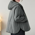 thumbnail image 6 of Wensltd Women's Padded Jacket Solid Color Hooded Versatile Cotton Winter Warm Daily Outdoor Thickened Coat, 6 of 6