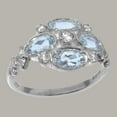 thumbnail image 2 of LBG British Made 9k White Gold ring with Natural Diamond & Aquamarine Womens Statement Ring - 33 size options - Size 11, 2 of 6