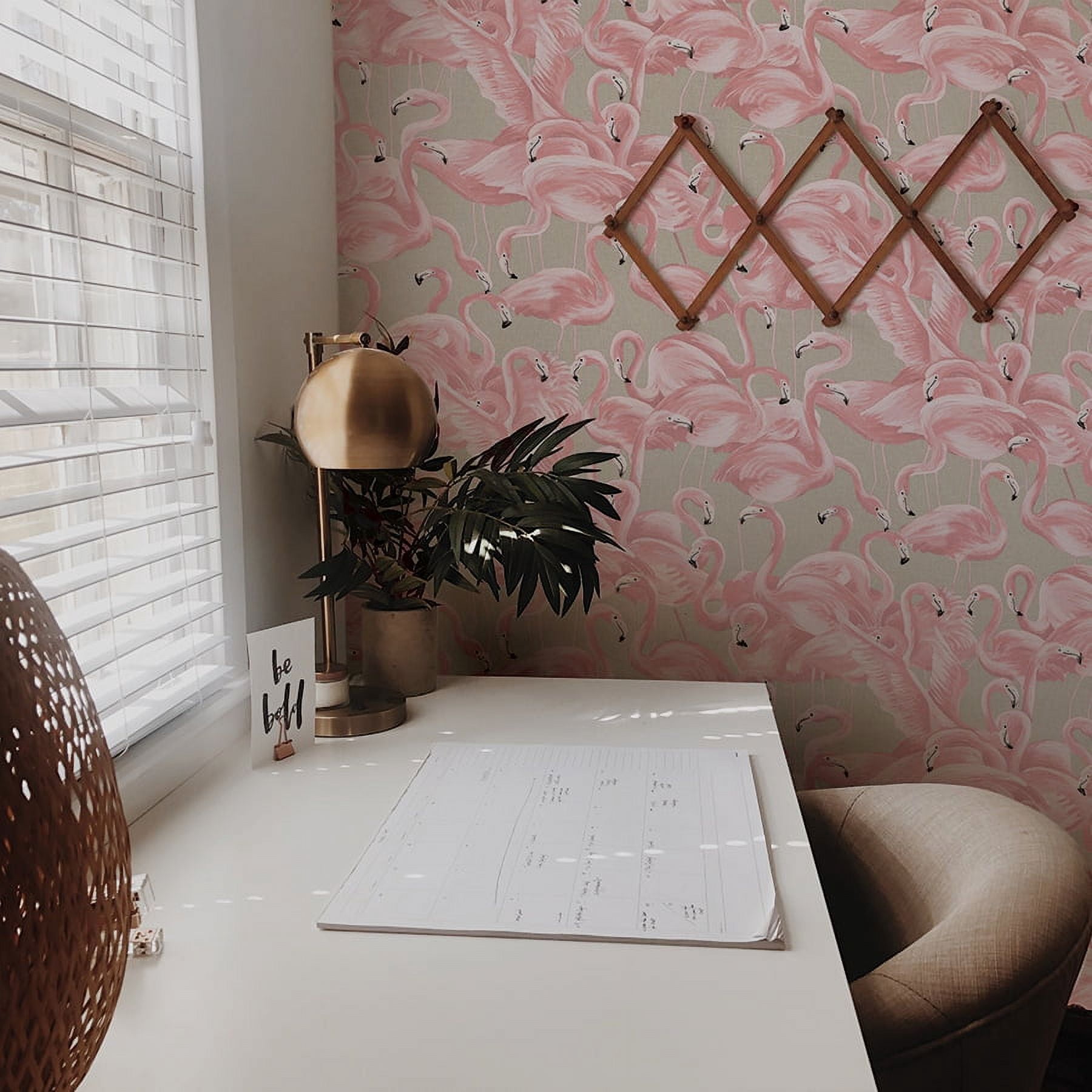 Tempaper Flamingo Ballerina Pink Tropical Peel and Stick Wallpaper, 20.5" x 16.5'