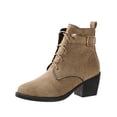 thumbnail image 2 of OKBOP Women's Tan Lace-Up Boots Round Toe Block Heel Memory Foam Khaki Stylish Women's Boots Sizes 36, 2 of 5