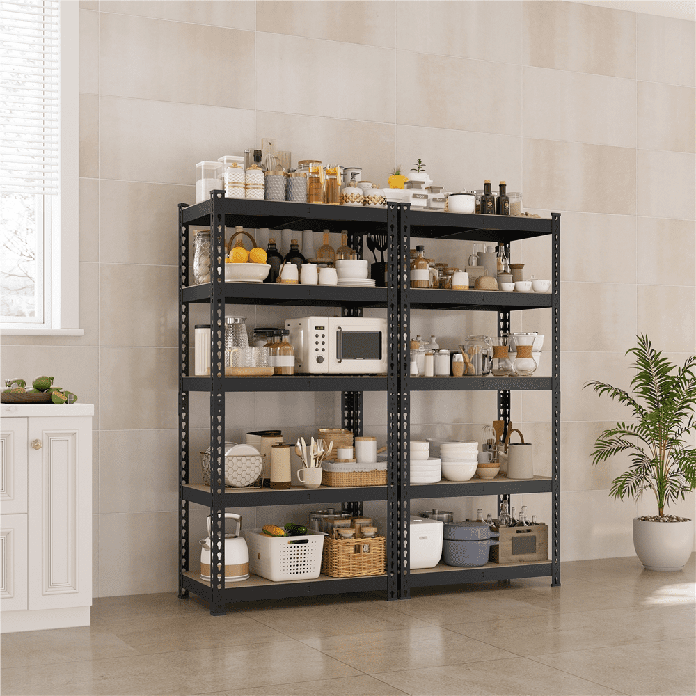 Yaheetech 60''H 5-Tier Metal Boltless Adjustable Storage Shelf, Black