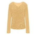 thumbnail image 6 of Aboser Womens Sparkly Sequin Velvet Tops for Evening Party Night Out Shirts Trendy Shimmer Glitter Pullover Top Casual V Neck Tunic Shirt Loose Long Sleeve Velour Blouses, 6 of 7