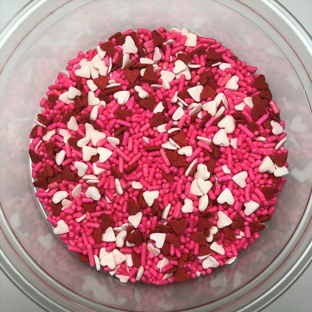 Valentine Hearts and Sprinkle Mix Red Pink White Topping Sprinkles 8 ounces